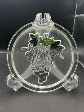 Shannon Crystal Wine Bottle Coaster • Grapes Design Made In Poland NEW